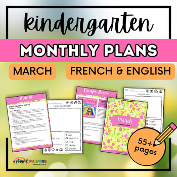 Preview of March Kindergarten Lesson Plans in English and French