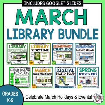 Preview of March Library Lesson Bundle - Elementary Library lessons - Womens History Month