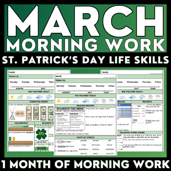 Preview of March Morning Work - St. Patrick's Day Life Skills - Special Ed Worksheets