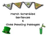 March Literacy Pack- Scrambled Sentences & Close Reading (