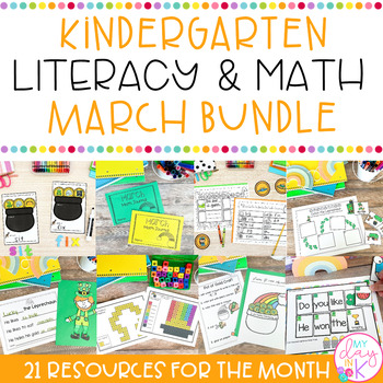 Preview of March Kindergarten Literacy and Math Activities | Print & Digital