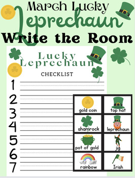 Preview of March Lucky Leprechaun Write the Room- Active Learning, Writing Practice, Season