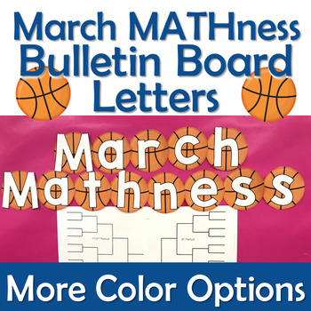 Preview of March MATHness Sign Basketball Letters for Bulletin Board Display