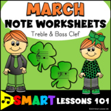 March MUSIC NOTE WORKSHEETS Treble Clef Bass Note Naming M