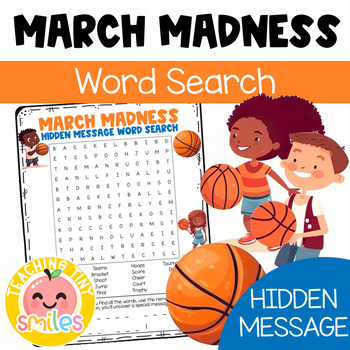 Preview of March Madness 2024 Basketball Word Search Activity | Secret Message