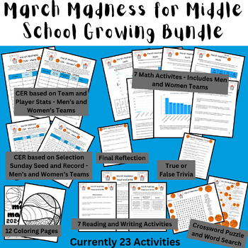 Preview of March Madness 2024  - Math, Reading, Writing Tasks - Bundle of 23 Activities