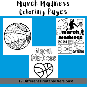 Preview of March Madness Activity 2024 (Printable) Coloring Pages