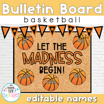 Editable Class Bulletin Board Set - Basketball Madness for March