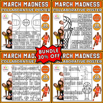Preview of March Madness Basketball Coloring Poster Bundle for Bulletin Board Art