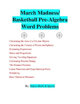 Preview of March Madness/Basketball Pre-Algebra Word Problems