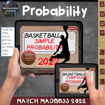 Preview of March Madness Basketball Simple & Compound Probability Math Boom Cards