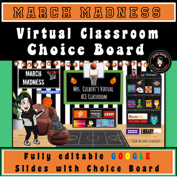 Preview of March Madness Basketball Virtual Classroom | Google Slides Choice Boards Links