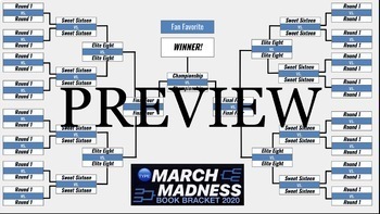 March Madness Book Bracket Template (Editable) by Sarah Chan TpT