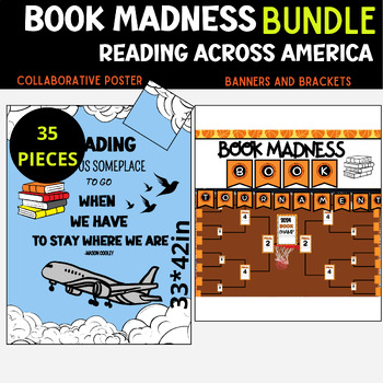 Preview of March Madness Book Tournament Bulletin Board, Reading Challenge, Brackets