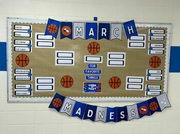 March Madness Basketball Bulletin Board Set - Editable for Student Names
