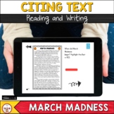 March Madness Citing Evidence Reading and Writing | Boom Cards™
