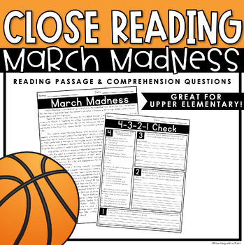 Preview of March Madness Close Reading Passage & Comprehension | UPPER ELEMENTARY