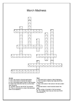 March Madness College Tournament Crossword Puzzle Word Search Bell Ringer