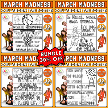 Preview of March Madness Coloring Poster Bundle: Engaging Art Projects for Bulletin Boards