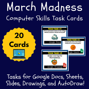 Preview of March Madness Computer Skills Google Suite Curriculum Task Cards