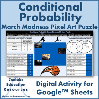 Preview of March Madness Conditional Probability Pixel Art Puzzle (Common Core Aligned)