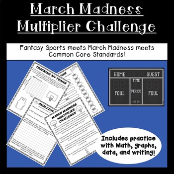 Preview of March Madness Multiplier Challenge:Fantasy Sports Math Project for 3rd-5th Grade