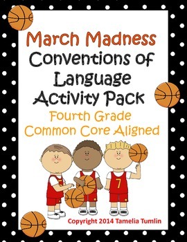 Preview of March Madness Fourth Grade Common Core Language Conventions Packet