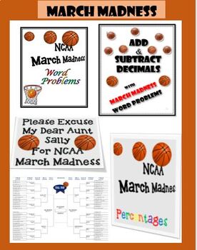 Preview of March Madness Decimal, Percent Worksheets