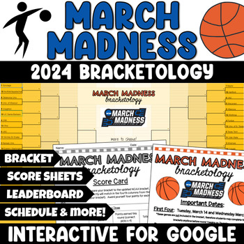 Preview of March Madness Interactive Bracket 2024 Google Digital NCAA Bracketology Activity
