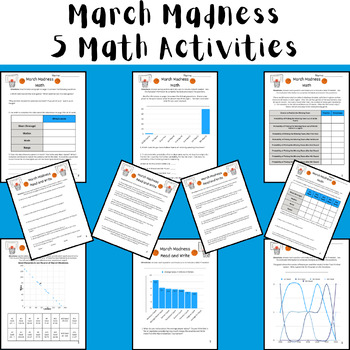 Preview of March Madness Men's Math - 5 Activities (Data + Graphs) Printable & Digital 2024