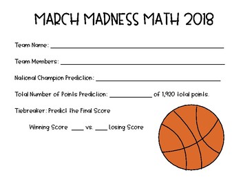 Preview of March Madness Math Basketball Tournament Project 2018 {Common Core Aligned}