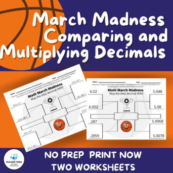 Preview of March Madness Math Comparing & Multiplication of Decimals