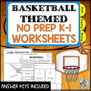 Preview of March Madness Math & Literacy Worksheets | Basketball Themed Activities