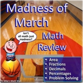March Madness Math Review Packet - Area, Fractions, Decimals, and Percents