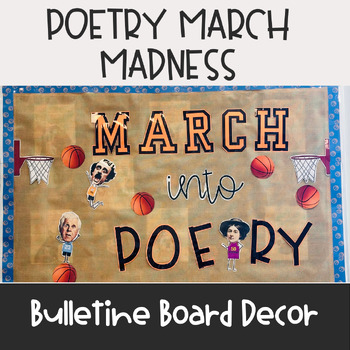 Preview of March Madness Poetry Themed Bulletin Board Decor