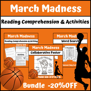 Preview of March Madness Reading & Activities | Basketball Tournament Collaborative Poster