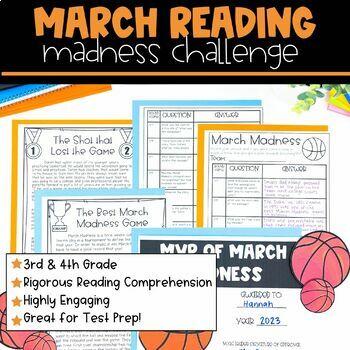 Preview of March Madness Reading Test Prep Challenge - 3rd & 4th Grade
