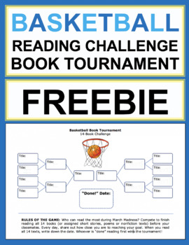 Preview of Basketball Reading Challenge Freebie