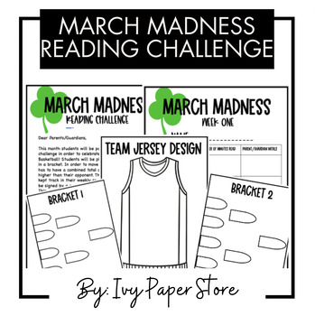 Preview of March Madness Reading Challenge Jersey Design/Reading Logs/Basketball Bracket