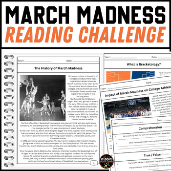 Preview of March Madness Reading Challenges Classroom Reading Competition 2024