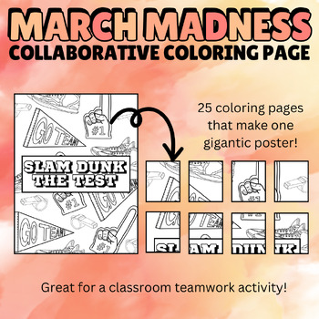 Preview of March Madness Test Prep Collaborative Coloring Page