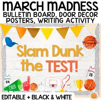 Preview of March Madness Testing Motivational Bulletin Board & Door Decor Test Prep