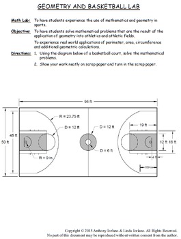 March Mania Basketball Math Lab (Geometry) by Anthony and Linda Iorlano