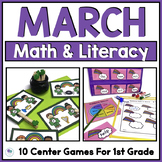 March Math And Literacy Centers For First Grade | Low Prep