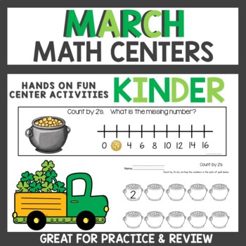 Preview of March Math Centers Kindergarten - Hands On Activities