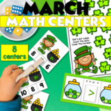 March Math Centers  | St. Patricks Day | 8 Math Stations f