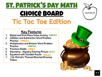 Preview of March Math Choice Board - Tic Tac Toe Edition