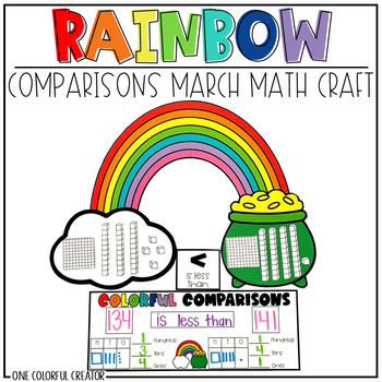 Preview of March Math Craft - Place Value Rainbow Comparisons - St. Patrick's Day Craft