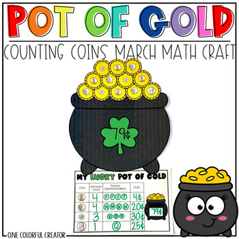 Preview of March Math Craft - Pot of Gold Counting Coins - St. Patrick's Day Math Craft
