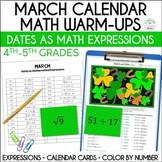 Math Calendar Dates March, 4th-5th Grades | Color by Numbe